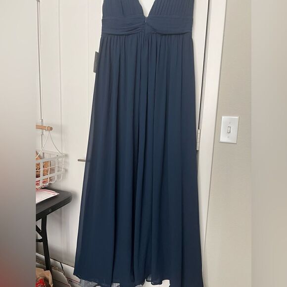 Love by Design NWT Athen deep plunge v neck Nordstrom Navy flowy evening gown XL - Picture 14 of 16